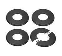 M METERXITY 4-Pack Wall Split Flange, for 1.6 Inch/40mm OD Pipe ABS Escutcheon Plate Round Self-Adhesive Plumbing Cover Plates for Water Pipe/Faucet [Black]