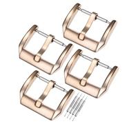 M METERXITY 4-Pack Watch Straps Bands Buckle, 0.63 Inch / 16 mm Stainless Steel Watch Band Clasp W Pin for Smartwatch Straps/Plastic Buckle/Silicone Loops [Rose Gold]