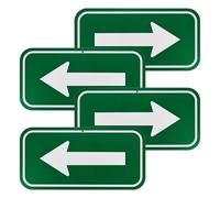 M METERXITY 4-Pack White Arrow Signs, 11.81 x 5.91 Aluminum Reflective One-way Arrow Sign for Outdoor Lawn Garden Ground Decorations, Street Sign [Green/White]