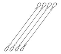 M METERXITY 4 Pcs Stage Light Safety Cable, 0.07 Inch Dia Security Rope with Double Loops | Great for Outdoor, DJ Stage, Lighting, Luggage Locks (Silver Tone, 8-Inch)