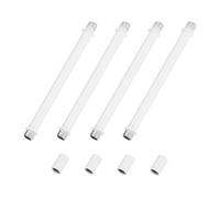 M METERXITY 4-Set Straight Pipe Lamp Stem Kit, 150mm(5.91") Long M10 Double End Thread Rod W/Coupling Sleeve Nuts for Table Lamps/Chandeliers, Light Fixture Replacement Parts [White]