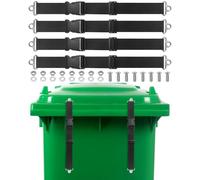 M METERXITY 4-Set Trash Can Locks for Animals, 15-17.7 Inch Adjustable Stainless Steel Buckle Type Raccoons Bear Proof for Out Door Garbage Can, Lid Garbage Can Lock Easy to Install [Black]