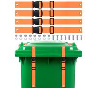 M METERXITY 4-Set Trash Can Locks for Animals, 15.7-19.6 Inch Adjustable Buckle Type Raccoons Bear Proof Garbage Strap for Out Door Garbage Can, Lid Garbage Can Lock Easy to Install [Orange]