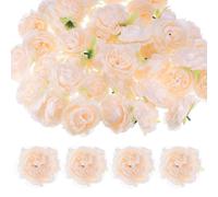 M METERXITY 40-Pack Artificial Flower Heads, 3.15 Inch Silk Faux Peony Head for Wedding/Bouquet/Party/Home Decorations, No Stem Fake Peonies Flowers [Champagne]