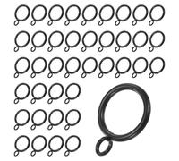 M METERXITY 40-Pack Black Curtain Rings with Eyelet, Rustproof Metal Rings for Curtain Rods, 25 mm Interior Diameter Drapery Rings for Curtain for Hanging Drapes/Hats/Towels
