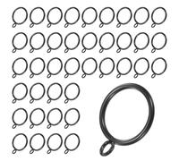 M METERXITY 40-Pack Black Curtain Rings with Eyelet, Rustproof Metal Rings for Curtain Rods, 32 mm Interior Diameter Drapery Rings for Curtain Rods for Hanging Drapes/Hats/Towels