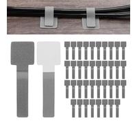 M METERXITY 40-Pack Hook and Loop Cable Ties, 3.5 x 1.1 Inch Enhanced Self-Adhesive Cord Organizer for Desk/Home/Wall/Office Essentials, Cable Management Under Desk [Gray]