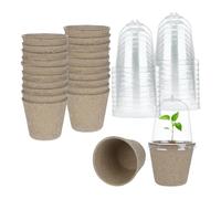 M METERXITY 40-Pack Peat Pots, 2.36 Inch Round Garden Germination Nursery Pots with Humidity Dome, Seed Germination Trays for Planting/Flower/Vegetable/Gardening Supplies[No Holes]