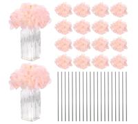 M METERXITY 40-Pack Silk Hydrangea Flowers, Artificial Flowers, Light Pink | Full Hydrangea, with 40pcs Stems, For Home Decor, Wedding, Christmas, DIY, Party, Garden
