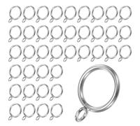 M METERXITY 40-Pack Silver Curtain Rings with Eyelet, Rustproof Metal Rings for Curtain Rods, 25 mm Interior Diameter Drapery Rings for Curtain Rods for Hanging Drapes/Hats/Towels