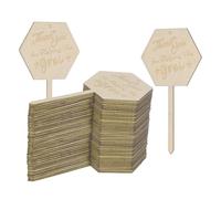 M METERXITY 40-Pack Thank You for Helping Me Grow Plant Labels, 4"x2"x0.08"(LxWxT) Hexagon Wooden Plant Stakes Labels, Nursery Garden Labels for Garden Potted Plants/Thanksgiving Supplies