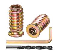 M METERXITY 40-Pack Threaded Inserts for Wood, 1/4-20x20mm Hex Drive Threaded Insert Nuts for Wood Furniture, with a Hex Wrench and Drill Bit [Gold Tone]