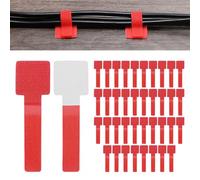 M METERXITY 40-Pack Under Desk Cable Management, 3.5 x 1.1 Inch Enhanced Self-Adhesive Cord Organizer for Desk/PC/Home/Wall/Office Essentials, No-Drill Loop Cable Ties [Red]