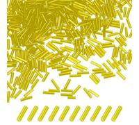 M METERXITY 4000-Pack Bugle Beads, 2x7mm Embroidery Craft Glass Bugle Tube Seed Beads for DIY Craft/Bracelet/Necklaces [Yellow]