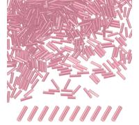 M METERXITY 4000-Pack Bugle Beads, 2x7mm Embroidery Craft Glass Bugle Tube Seed Beads for DIY Craft/Bracelet/Necklaces [Pink]