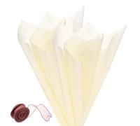 M METERXITY 40Sheets Korean Cotton Flower Wrapping Paper with Ribbon, 23" Cloud Cotton Waterproof Floral Bouquet Wrapping Paper for Party/Bouquets/Gift Packaging [Creamy White]