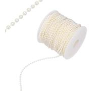 M METERXITY 44 Yards Pearl Beaded Chain Trim 4mm Pearl Beads Beaded Garland Artificial Pearls String Beads Chain for DIY Crafts/Bouquet/Christmas/Wedding/Party [Beige]