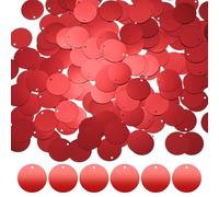 M METERXITY 450-Pack Flat Round Sequins for Crafts, 50g 20mm Loose Sequins Paillettes for Wedding/Sewing/DIY Craft, PVC Spangles with 1 Side Hole [Red]
