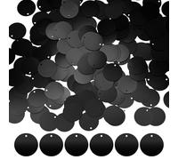 M METERXITY 450-Pack Flat Round Sequins for Crafts, 50g 20mm Loose Sequins Paillettes for Wedding/Sewing/DIY Craft, PVC Spangles with 1 Side Hole [Black]