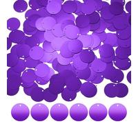 M METERXITY 450-Pack Flat Round Sequins for Crafts, 50g 20mm Loose Sequins Paillettes for Wedding/Sewing/DIY Craft, PVC Spangles with 1 Side Hole [Dark Purple]