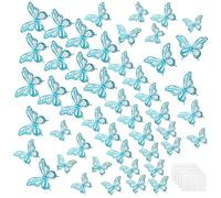 M METERXITY 48 Pack Butterfly Wall Decor, Hollow 3D Butterflies Stickers Wall Art, Removable Stickers Decor for Christmas Birthday Wedding Party [Indigo, 3 Size]