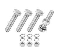 M METERXITY 4Pcs Hex Head Screw Bolt w/Nuts Flat & Lock Washers M12x55mm | Stainless Steel Bolts and Nuts Kit,Fully Threaded Metric Bolt Assortment,for Equipment/Machinery