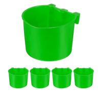 M METERXITY 5-Pack Bird Cage Cups, 7 oz Plastic Chicken Feeder Waterer Cups Bird Container Coop Feeders Seed Bowl Hanging Water Dish Drinker for Pet/Parakeet/Poultry [Green]