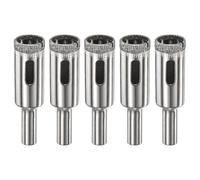 M METERXITY 5-Pack Diamond Hole Saw Drill Bit, 0.55 Inch / 14mm Glass Drill Bit for Ceramic/Marble/Granite Stone/Bottles/Tile Cutting [Silver Tone]
