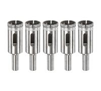 M METERXITY 5-Pack Diamond Hole Saw Drill Bit, 0.63 Inch / 16mm Glass Drill Bit for Ceramic/Marble/Granite Stone/Bottles/Tile Cutting [Silver Tone]