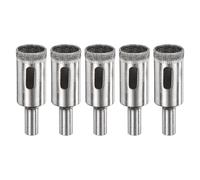 M METERXITY 5-Pack Diamond Hole Saw Drill Bit, 0.71 Inch / 18mm Glass Drill Bit for Ceramic/Marble/Granite Stone/Bottles/Tile Cutting [Silver Tone]