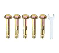 M METERXITY 5-Pack Hex Expansion Bolt, M10x70mm Colored Galvanized Iron-Carbon Steel External Hex Expansion Bolts W/ 17mm Wrench, Anti-Corrosion Metal Bolt for Concrete/Dry Brick/Block Walls