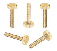 M METERXITY 5-Pack Knurled Thumb Screws M5x25mm Solid Brass Flat Head