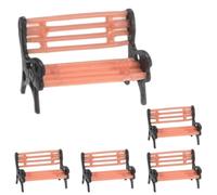 M METERXITY 5-Pack Miniature Park Bench Models, 0.6x0.3x0.4 Inch ABS Mini Village Garden Chair for Fairy Garden/DIY Micro Landscaping/Dollhouse, Train Platform Bench Toy [Brown Black]