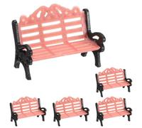 M METERXITY 5-Pack Miniature Park Bench Models, 0.8x0.4x0.6 Inch ABS Mini Village Garden Chair for Fairy Garden/DIY Micro Landscaping/Dollhouse, Train Platform Bench Toys [Brown Black]