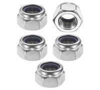 M METERXITY 5-Pack Nylon Insert Hex Lock Nuts, M16 x 2mm Thread 304 Stainless Steel Self-Locking Locknuts Hexagon Nut Metric Nuts for Machinery/Home Repair/Industrial Fasteners
