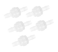 M METERXITY 5-Pack One Way Check Valve, 1/4" Barb Hose Non Return Plastic Pressure Ozone Resistance Air Valve for Fue/Oil/Water/Air/Gas 1.76" [Clear]