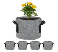 M METERXITY 5-Pack Plant Grow Bags 1 Gallon Grow Bags 300G Thickened Fabric Pots with Durable Handles Plant Garden Grow Pots for Fruits/Vegetables/Flowers/Plants [Grey]