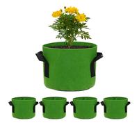 M METERXITY 5-Pack Plant Grow Bags 1 Gallon Grow Bags 300G Thickened Fabric Pots with Durable Handles Plant Garden Grow Pots for Fruits/Vegetables/Flowers/Plants [Green]