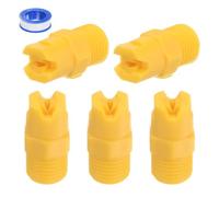 M METERXITY 5-Pack PP Flat Fan Sprayer Tip, 1/4BSPT Male Thread 65 Degree 2.4mm Orifice Dia. Plastic Spray Nozzle Tips W Sealing Tape for Cooling/Spraying/Cleaning/Garden/Industrial [Yellow]