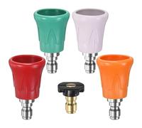 M METERXITY 5-Pack Pressure Washer Nozzle Guard with Rubber Protector Cover, 1/4" Quick Connect, Soap Power Washer Nozzle Tips for Cleaning Car/Watering Plant, Orifice 3