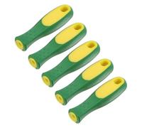 M METERXITY 5-Pack Rubber File Handle, 4.33 Inch Ergonomics Medium Handles with Strong Metal Rings 0.28" Round Hole File Handles for 8" File/Screwdriver [Yellow Green]