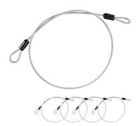 M METERXITY 5-Pack Security Cable Lock, 2FT 3mm PVC Coated Stainless Steel Luggage Lock Wire Rope with Double Loop for Travel/Gate/Bike, Cut-Resistant Braided Steel Cable [Transparent]