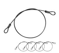 M METERXITY 5-Pack Security Cable Lock, 2FT 3mm PVC Coated Stainless Steel Luggage Lock Wire Rope with Double Loop for Travel/Gate/Bike, Cut-Resistant Braided Steel Cable [Black]