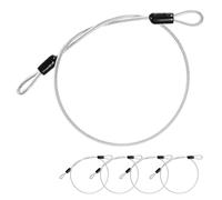 M METERXITY 5-Pack Security Cable Lock, 2FT 4mm PVC Coated Stainless Steel Luggage Lock Wire Rope with Double Loop for Travel/Gate/Bike, Cut-Resistant Braided Steel Cable [Transparent]