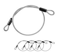 M METERXITY 5-Pack Security Cable Lock, 2FT 5mm PVC Coated Stainless Steel Luggage Lock Wire Rope with Double Loop for Travel/Gate/Bike, Cut-Resistant Braided Steel Cable [Transparent]