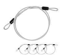 M METERXITY 5-Pack Security Cable Lock, 3FT 4mm PVC Coated Stainless Steel Luggage Lock Wire Rope with Double Loop for Travel/Gate/Bike, Cut-Resistant Braided Steel Cable [Transparent]