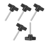 M METERXITY 5-Pack Thumb Screws, M5x40mm Tee Wing Knobs, T Shaped Handle Clamping Screw Knob for Woodworking/Machinery/Equipment, Metric Thread Thumbscrew [304 Stainless Steel, Black]