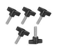 M METERXITY 5-Pack Thumb Screws, M8x25mm Tee Wing Knobs, T Shaped Handle Clamping Screw Knob for Woodworking/Machinery/Equipment, Metric Thread Thumbscrew [304 Stainless Steel, Black]