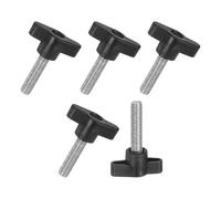 M METERXITY 5-Pack Thumb Screws, M8x30mm Tee Wing Knobs, T Shaped Handle Clamping Screw Knob for Woodworking/Machinery/Equipment, Metric Thread Thumbscrew [304 Stainless Steel, Black]