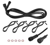 M METERXITY 5-Pack Waterproof Extension Cable, 3 Pin 6.56 Ft/2m Extension Cord Wire with 22AWG IP67 Male and Female Connectors for Outdoor Spotlights/LED Deck Lights [Black]